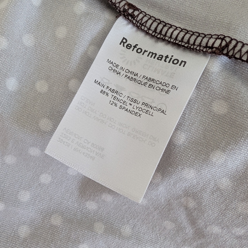 NWT Reformation Kaila Knit Wrap Midi Dress in Mocha with Polka Dots Size Small - Picture 8 of 10